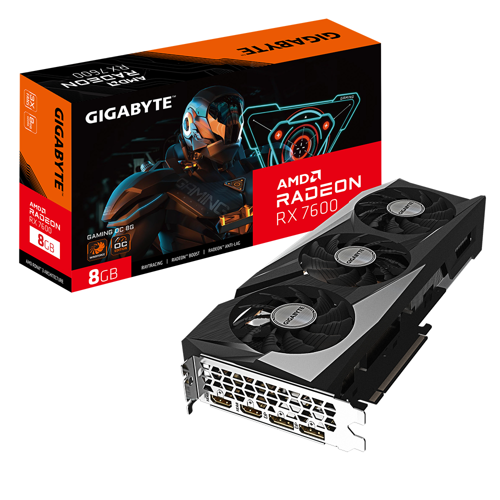 [4719331313425] 4719331313425 Gigabyte AMD Radeon RX 7600 GAMING OC-8GD 1.0 Video Card, PCI-E 4.0, 2755MHz Core Clock, 2x DP 1.4a, 2x HDMI 2.1a