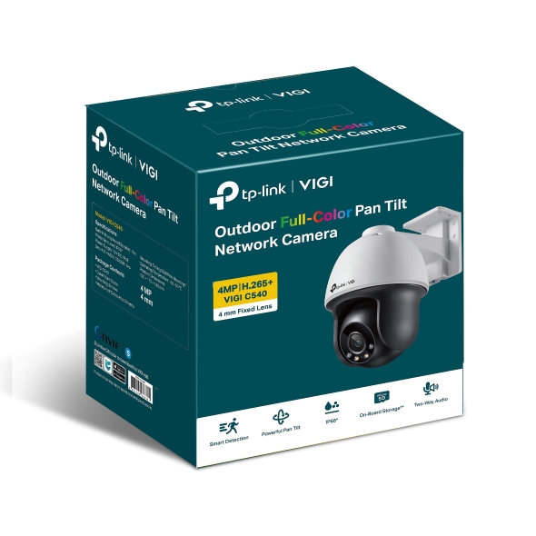 [4897098683781] TP-Link VIGI 4MP C540(4mm) Outdoor Full-Colour Pan Tilt Network Camera, 4mm Lens, Smart Detection, 3YW