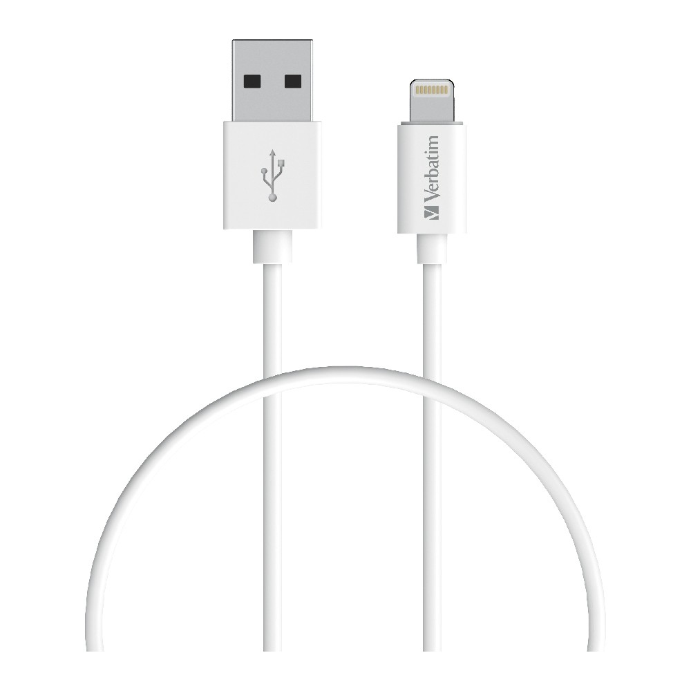 [4895117965801] 4895117965801 Verbatim Charge  Sync Lightning Cable 50cm - White--Lightning to USB A