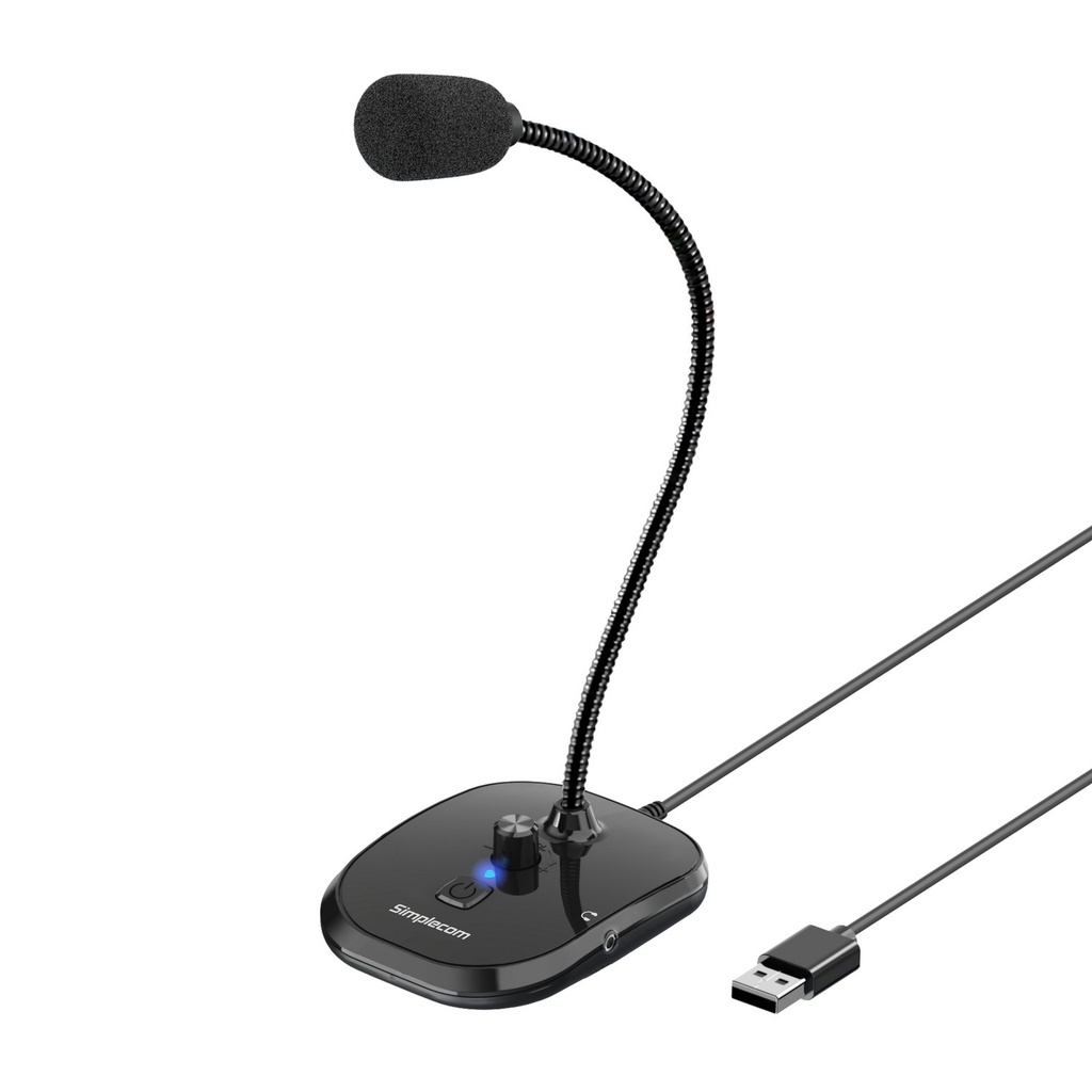[9350414003083] Simplecom UM360 Plug and Play USB Desktop Microphone with Headphone Jack