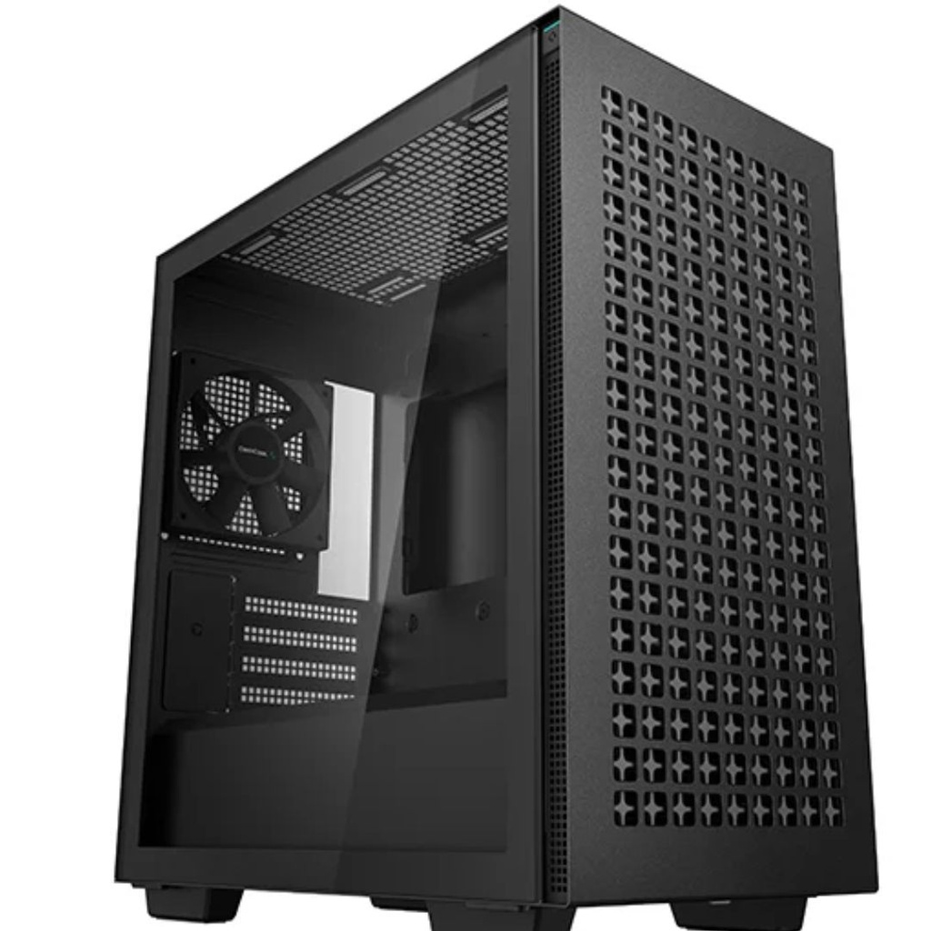 [6933412715061] DeepCool CH370 M-ATX Tempered Glass Case, 120mm Rear Fan Pre-Installed, Headphone Stand, up to 360mm Radiators, 2 Switching front panels