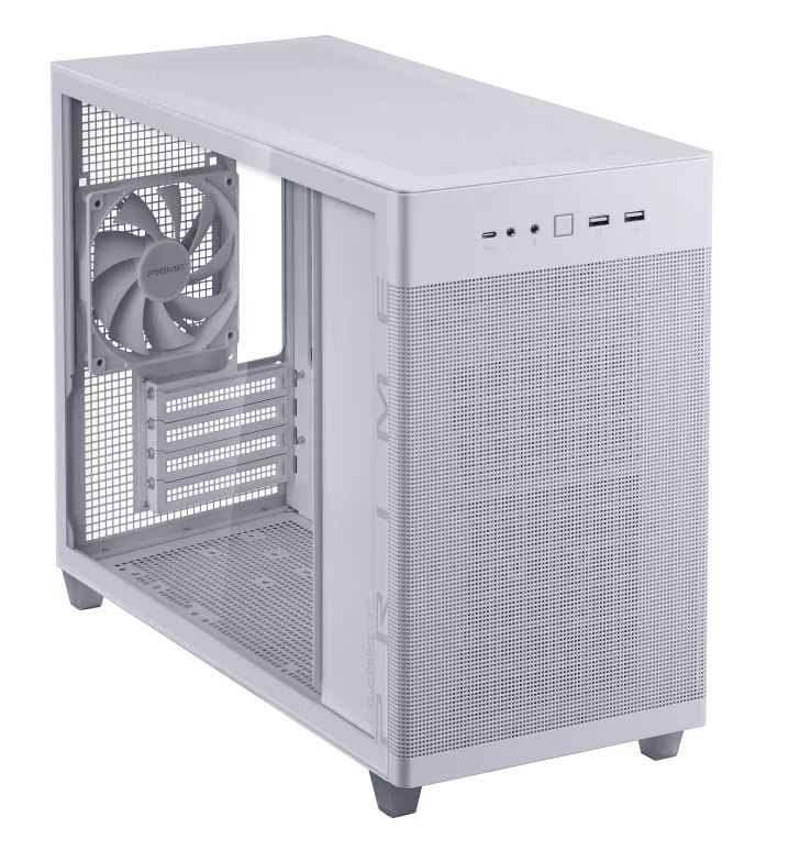 [4711081771852] 4711081771852 ASUS Prime AP201 Tempered Glass White MicroATX Case, Tool-free Side Panels, ATX PSUs Up To 180mm, 360mm Coolers Support, Graphic Cards Up To 338mm