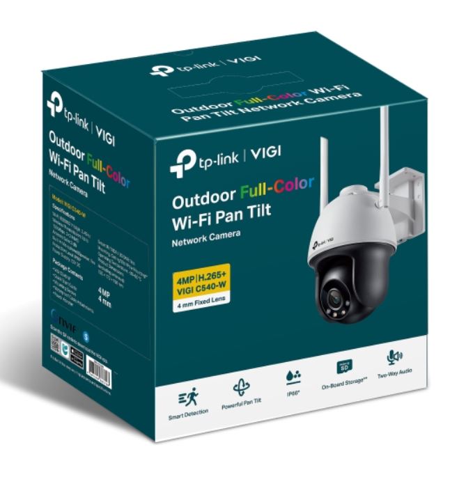 [4897098683798] TP-Link VIGI 4MP C540-W(4mm) Outdoor Full-Colour Wi-Fi Pan Tilt Network Camera, 4mm Lens, Smart Detection,3YW
