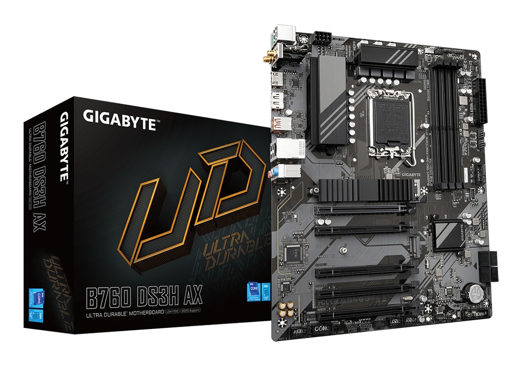 [4719331852757] 4719331852757 Gigabyte B760 DS3H AX Intel LGA 1700 ATX Motherboard, 4x DDR5 ~128GB, 5x PCI-E x16, 2x M.2, 4x SATA,  1x USB 3.2, 1x USB-C, 4x USB 2.0