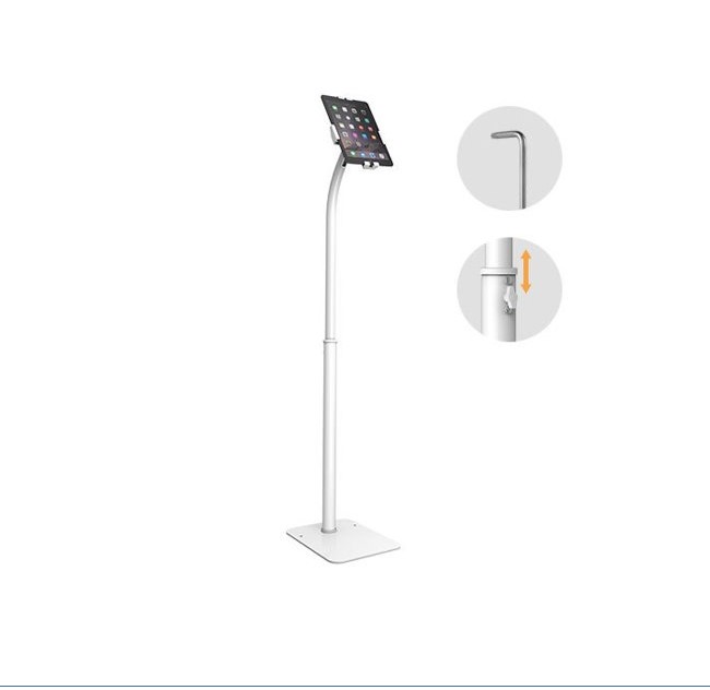 [6956745177269] 6956745177269 Bratech Height Adjustable Universal Anti-TheftTable Floor Stand compatible with7.9”-11” Tablets-White (LS)