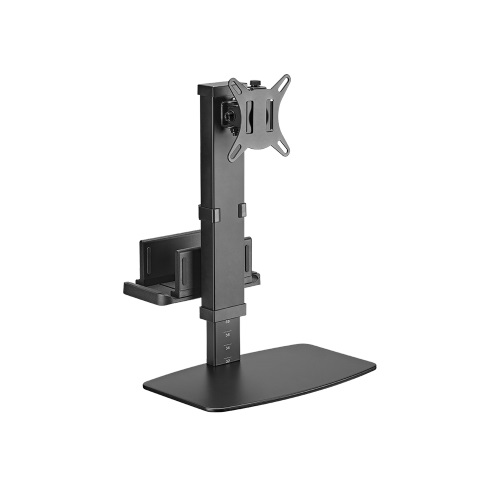 [6956745174527] 6956745174527 Brateck Vertical Lift Monitor Stand With Thin Client CPU Mount  Fit Most 17"-32" Monitor Up to 8KG VESA 75x75,100x100(Black) (LS)