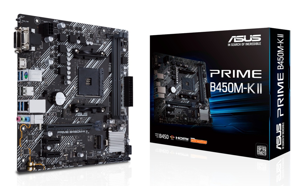 [4718017932387] 4718017932387 ASUS AMD B450M PRIME B450M-K II (Ryzen AM4) Micro ATX Motherboard with M.2 support, HDMI/DVI-D/D-Sub, SATA 6 Gbps, 1 Gb Ethernet, USB 3.2 Gen 1 Type-A
