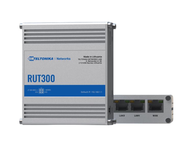 [4779027312903] 4779027312903 Teltonika RUT300 Industrial Ethernet Router, Rugged Industrial Ethernet Router, 5 Ethernet Ports, 2 Configurable Digital Inputs/Outputs, PSU included