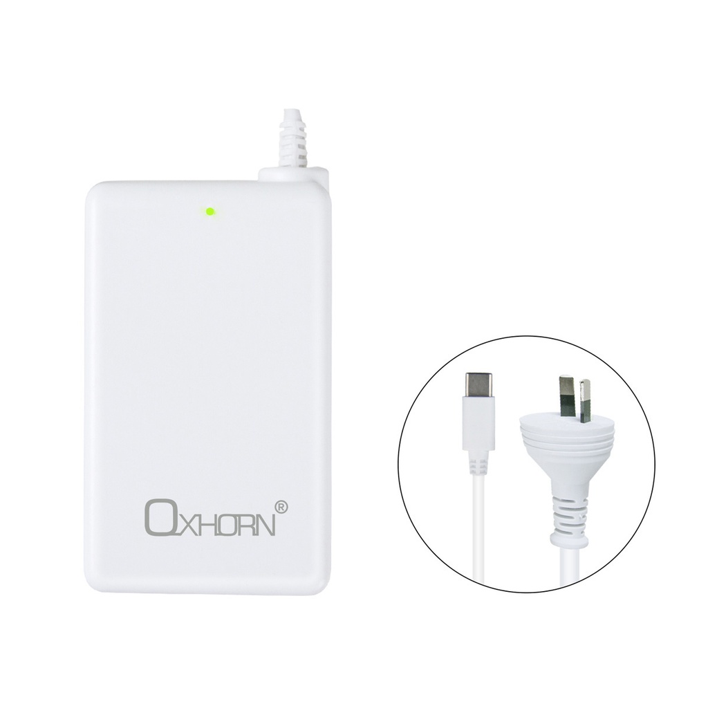 [9360330000684] 9360330000684 Oxhorn 65W AC Power Adapter USB-C Charger Power Delivery for Lenovo HP Dell Asus USB-C Laptop Tablet Mobile Built-in Power Supply Protection 2M Cable