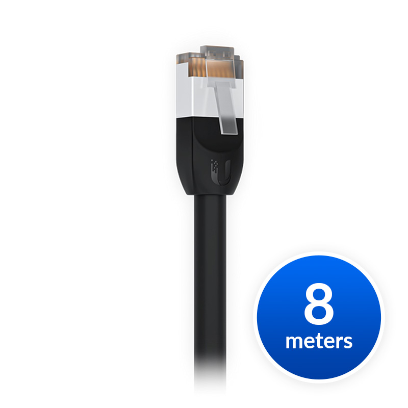 [810010077431] 810010077431 Ubiquiti UniFi Patch Cable Outdoor 8M Black, Single Unit All-weather, RJ45 Ethernet Cable, Category 5e, Weatherproof, 2Yr Warr