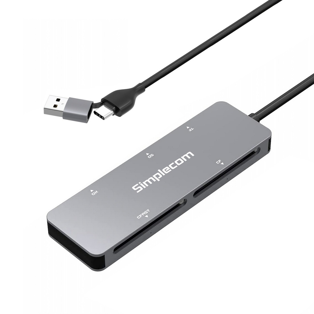[9350414002956] Simplecom CR407 5-Slot SuperSpeed USB 3.0 and USB-C to CFast/CF/XD/SD/MicroSD Card Reader
