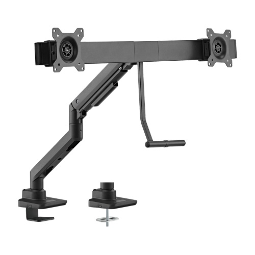 [6956745172455] 6956745172455 Brateck Fabulous Desk-Mounted Gas Spring Monitor Arm For Dual Monitors Fit Most 17"-32" Monitor Up to 9kg per screen VESA 100x100,75x75 Black(LS)