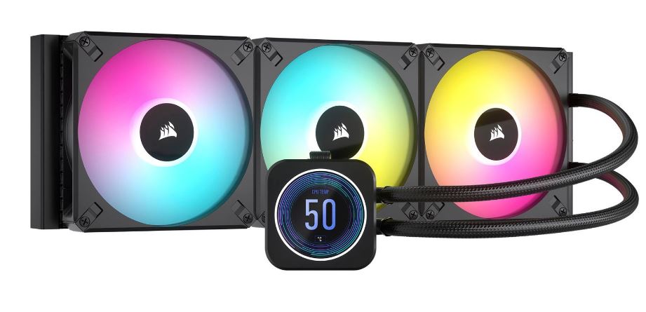 [840006694212] 840006694212 Corsair H170i Elite LCD XT, 420mm, IPS LCD, High Performance Pump, and RGB LED. Zero RPM, Commander Core, 1700 and TRX4, CPU Liquid Cooler