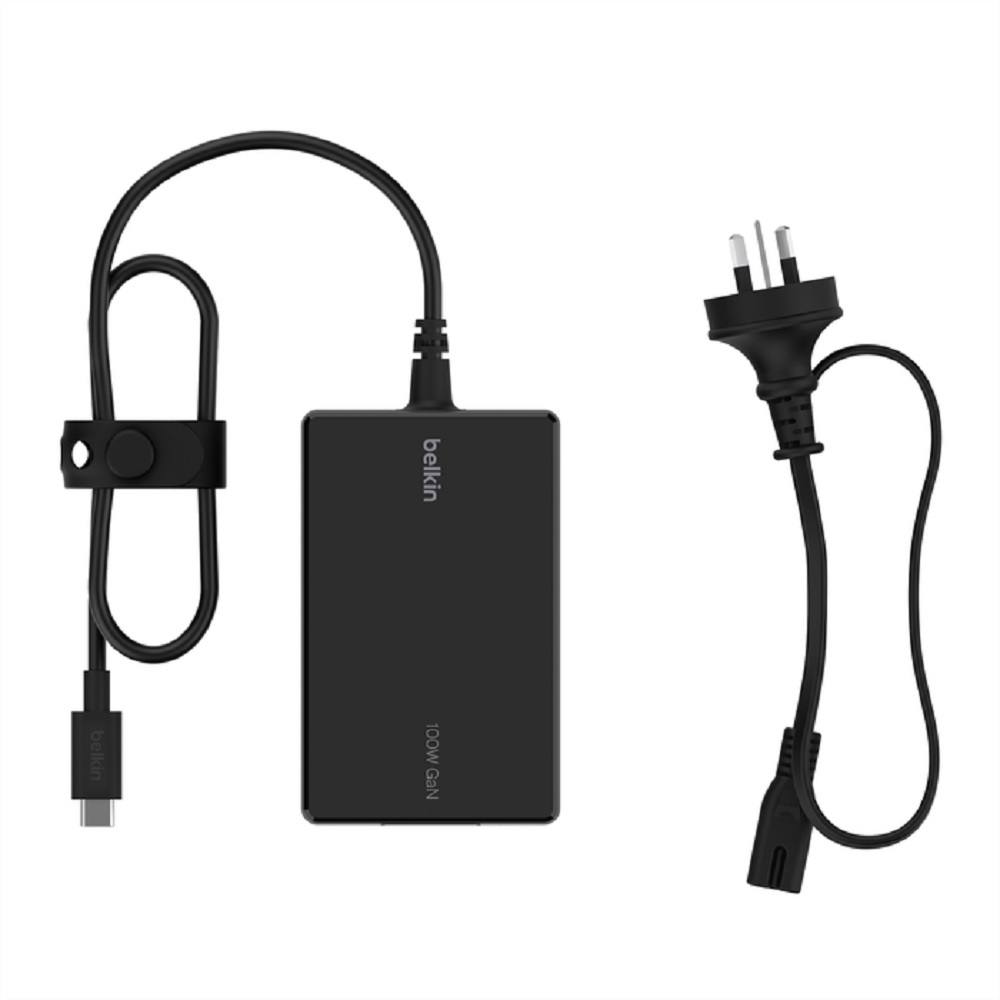 [745883864553] 745883864553 Belkin Connect 100W USB-C Core GaN Laptop Charger - Black (INC016auBK), Compact design, intelligent power sharing, Universal USB-C Compatibility, 2YR