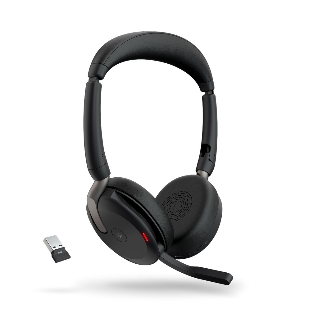 [5706991029093] Jabra Evolve2 65 Flex MS Stereo Bluetooth Headset, Link380a USB-A Dongle, Foldable Design, 2Yr Warranty, 20 hours battery life, ANC 30m Wireless Range