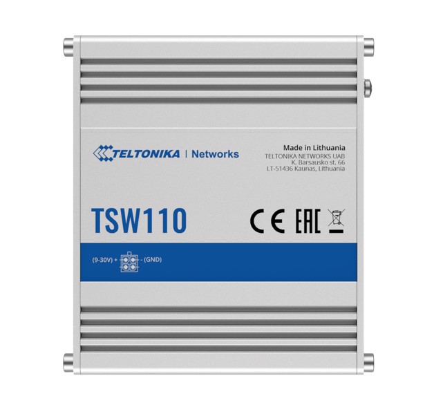 [4779027312958] Teltonika TSW110 L2 Unmanaged Ethernet Switch, 5 x Gigabit Ethernet with speeds up to 1000 Mbps, PSU included