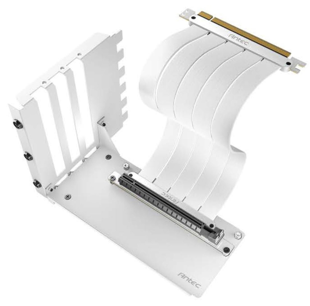 [761345777148] 761345777148 Antec Vertical Bracket with PCI-E 4.0 Cable Kit White (200mm). Universal - RTX 4050 / 4060 / 4070 and AMD 6000 series