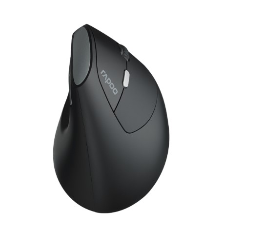 [6940056135315] RAPOO EV250 Ergonomic Vertical Wireless Mouse 6 Buttons 800/1200/1600 DPI Optical Silent Click Mice - Black (Renamed from MV20)
