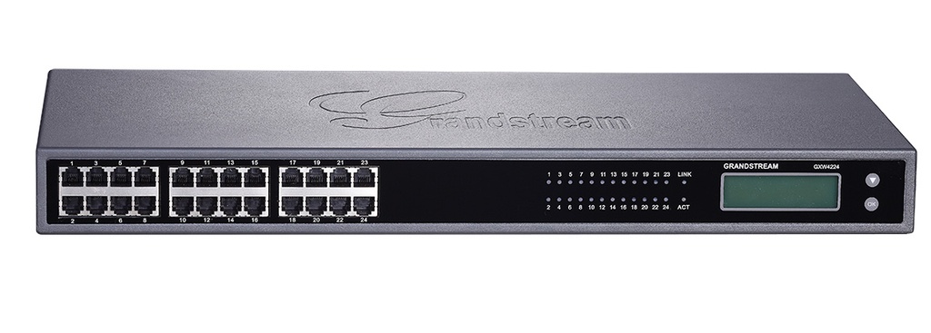 [6947273704386] Grandstream GXW4224V2 24 FXS, 1 GigE, GDMS Compatible, Supports simultaneous 3-way voice conferencing per port, TLS and SRTP security with AES