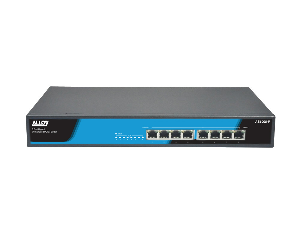 [NHA-AS1008-P] NHA-AS1008-P Alloy AS1008-P  8 Port Unmanaged Gigabit 802.3at PoE Switch, 150 Watts