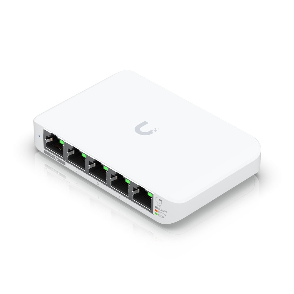 [817882029810] Ubiquiti USW Flex Mini, UniFi, Layer 2 Gigabit Switch, 5x GbE RJ45 Ports, Power Via PoE (802.3af) / USB Type-C 5V 1A, 2Yr Warr