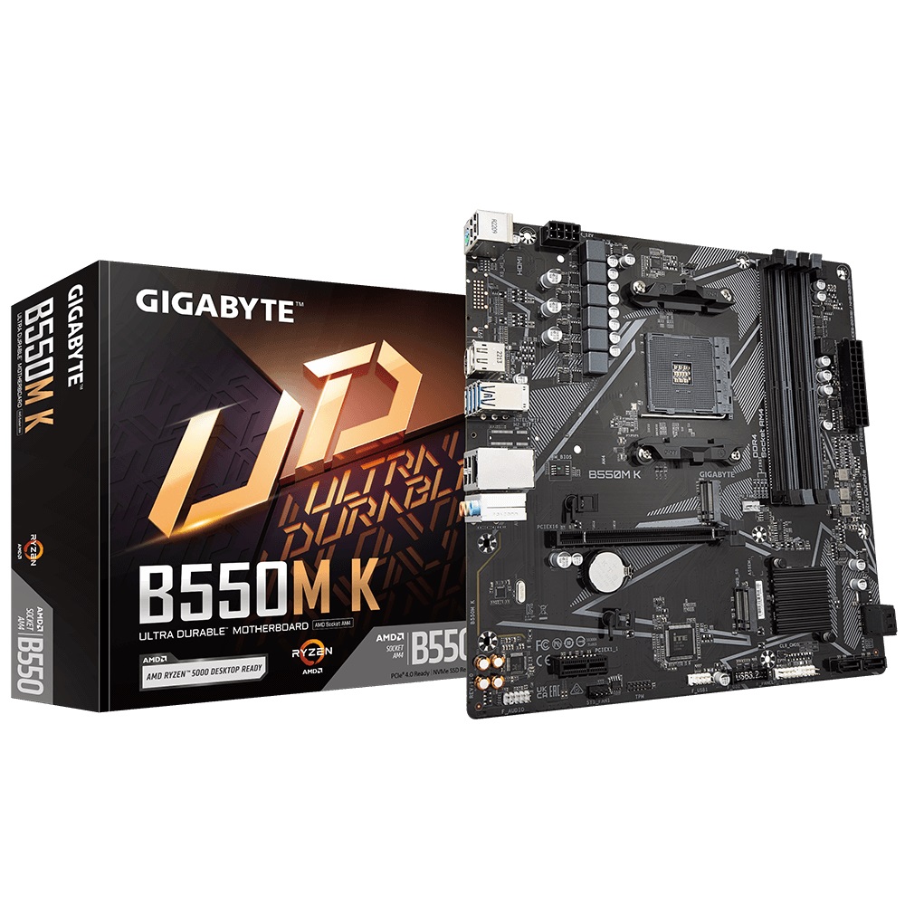 [4719331852764] Gigabyte B550MK AMD AM4 M-ATX Motherboard 4x DDR4~128GB,1x PCIe x16, 1 x PCIe x1, 2x M.2, 4x SATA , 4x USB 3.2,  4x USB 2.0