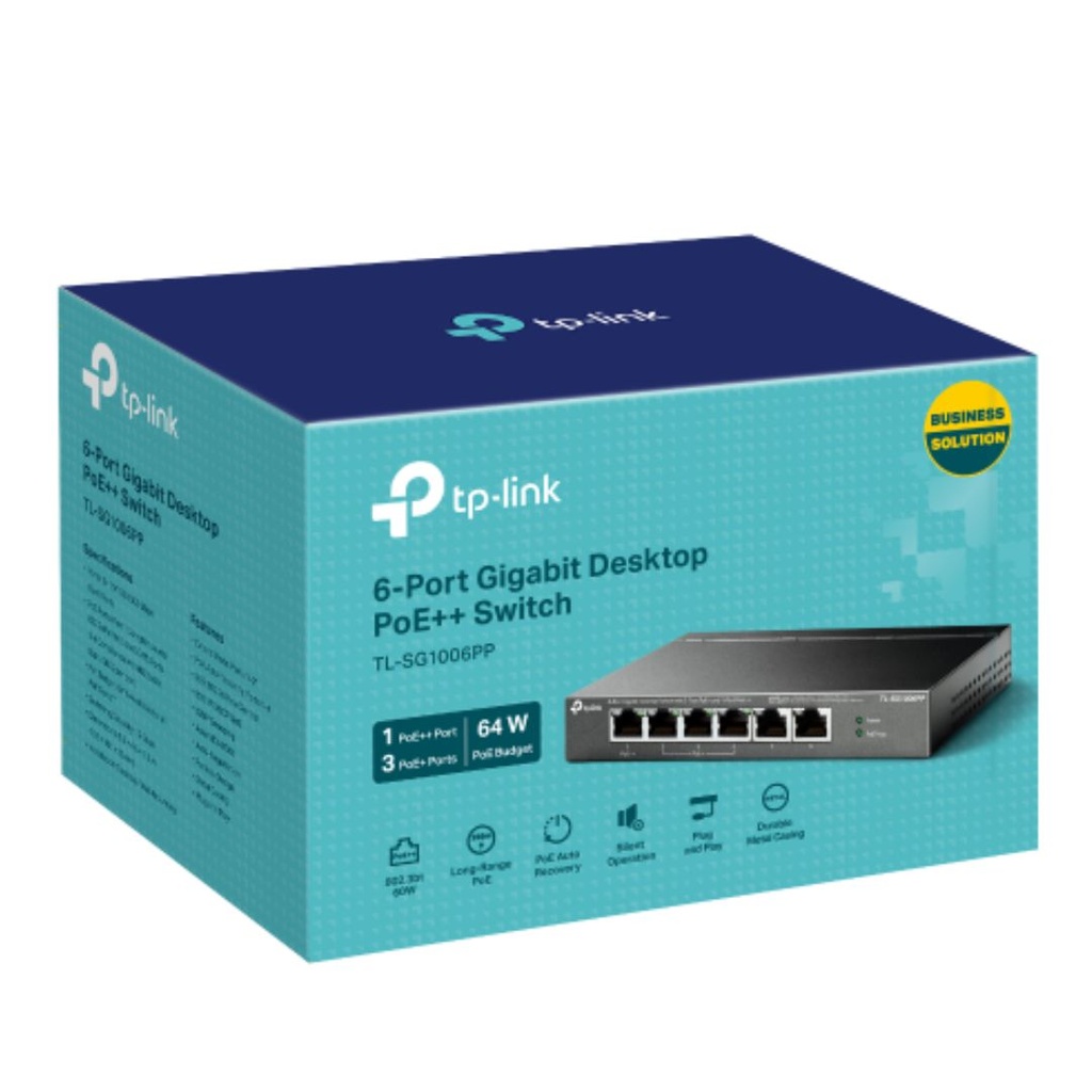 [4895252500325] TP-Link TL-SG1006PP 6-Port Gigabit Desktop Switch with 3-Port PoE+ and 1-Port PoE++