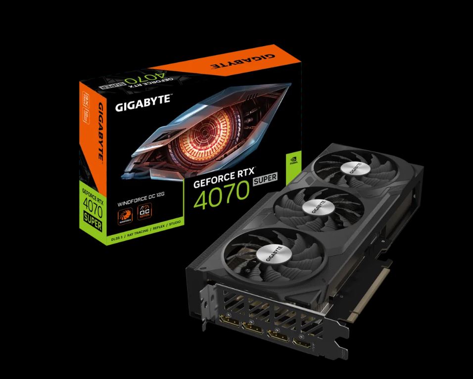 [4719331354169] Gigabyte nVidia GeForce RTX 4070 Super WINDFORCE OC 12GD GDDR6X Video Card, PCI-E 4.0,7168 CUDA Cores, 3x DP 1.4a, 1x HDMI 2.1a