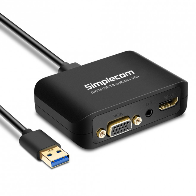 [9350414002062] 9350414002062 Simplecom DA326 USB 3.0 to HDMI + VGA Video Adapter with 3.5mm Audio Full HD 1080p - Works With NUCs