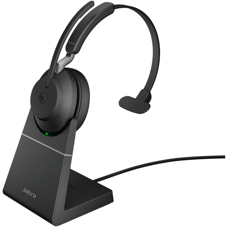 [5706991022988] Jabra Evolve2 65 MS Mono Bluetooth Headset, Black Link 380 USB-A and Charging Stand USB-A, Passive Noise-cancelling, 2ys Warranty, 3-Microphone Call
