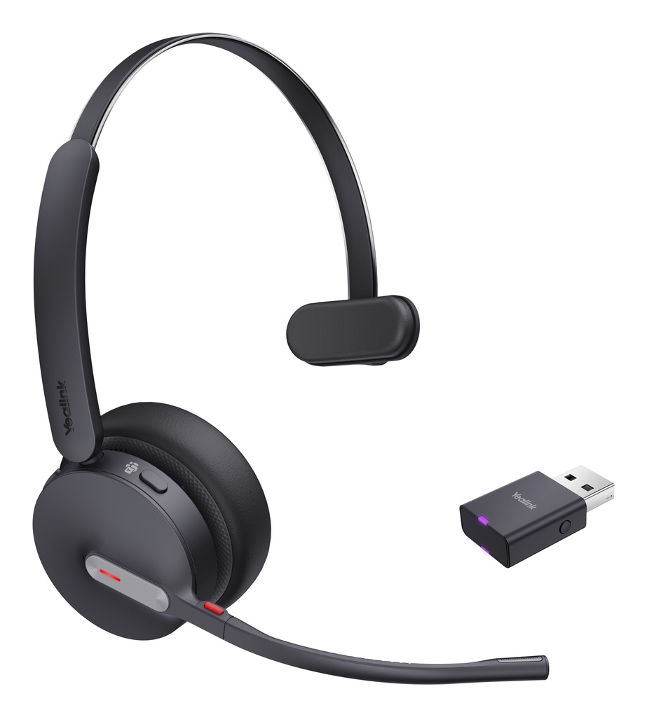 [6938818319622] 6938818319622 Yealink WH64 Hybrid MonoTeams DECT Wireless Headset, DECT  Bluetooth Hybrid Wireless Technology, 3-Mic Noise Cancellation, Teams, Dongle WDD60