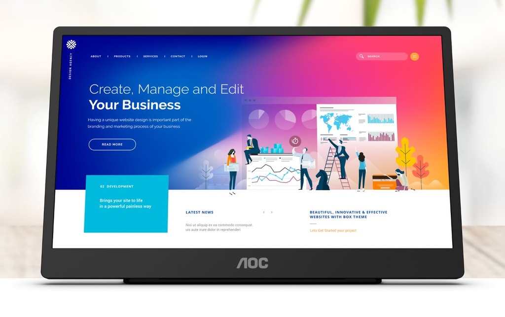 [6973985231520] AOC 15.6" IPS 5ms Full HD 1920 x 1080 USB-C Powered Business Mobile Portable Monitor - Tilt, VESA 50mm x 50mm (LS)