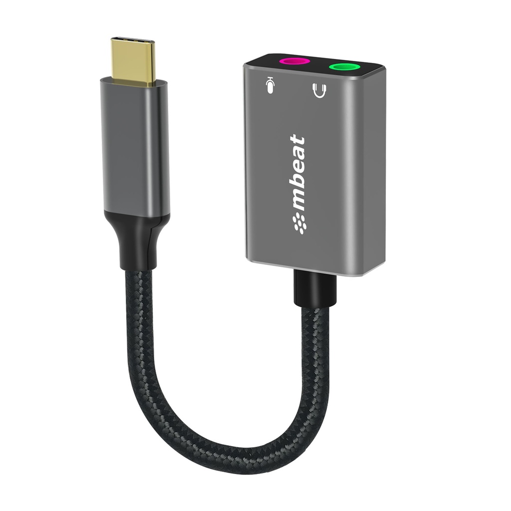 [9346396003234] 9346396003234 mbeat Elite USB-C to 3.5mm Audio and Microphone Adapter -  Adds Headphone Audio and Microphone Jack to USB-C Computer, Tablet Smartphone Devices