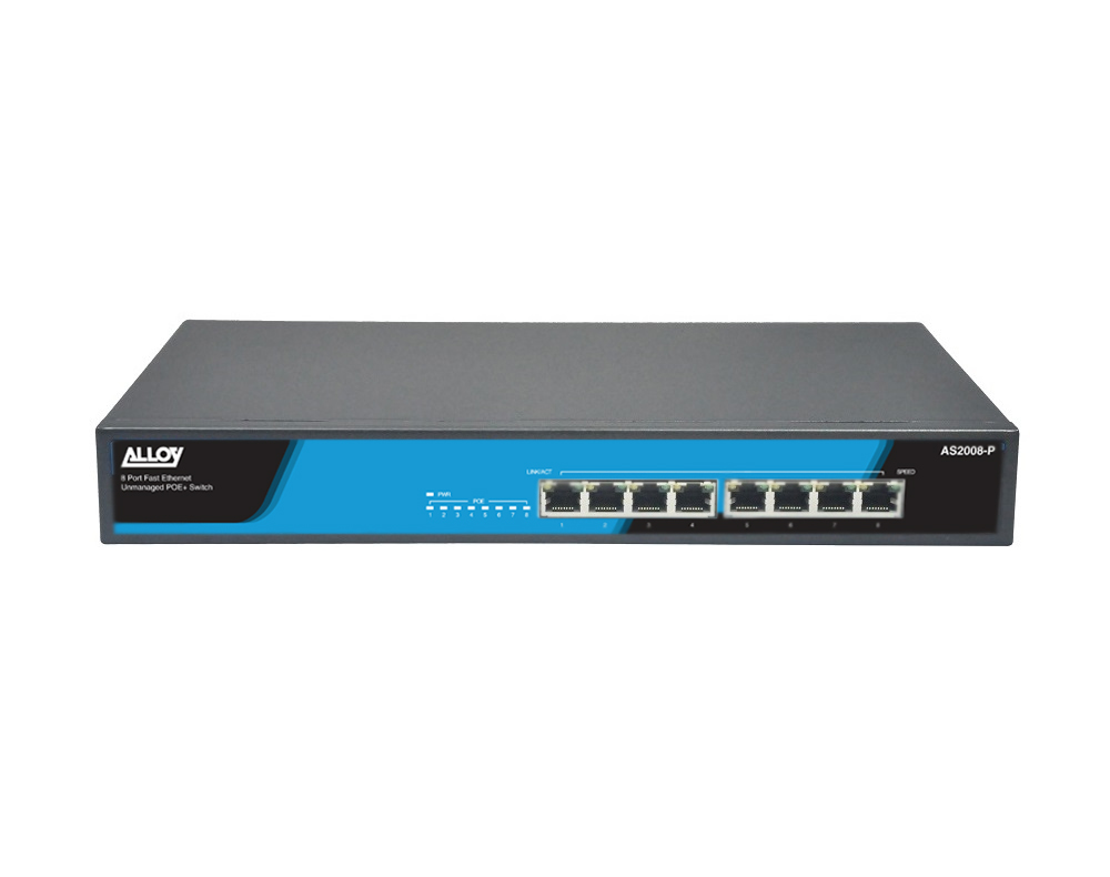 [NHA-AS2008-P] NHA-AS2008-P Alloy AS2008-P  8 Port Unmanaged Fast Ethernet 802.3at PoE Switch, 150 Watts