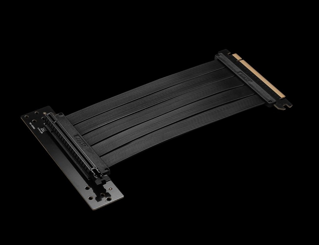 [4711377138338] MSI MPG PCI-E 4.0 X16 RISER CABLE 180mm-Black Supports ATX / M-ATX / Mini ITX, 2x USB 3.2, 1x USB-C, 1x HD Audio, 1x Mic, ATX Power Supply(NEW)