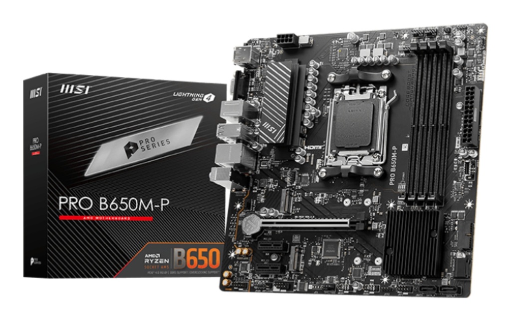 [4711377100953] 4711377100953 MSI PRO B650M-P  AMD AM5 mATX Motherboard, 4x DDR5 ~192GB, 1x PCI-E x16, 2x PCI-E x1, 2x M.2, 4x SATA,  6x USB 3.2,  4x USB 2.0, 1x USB Type C