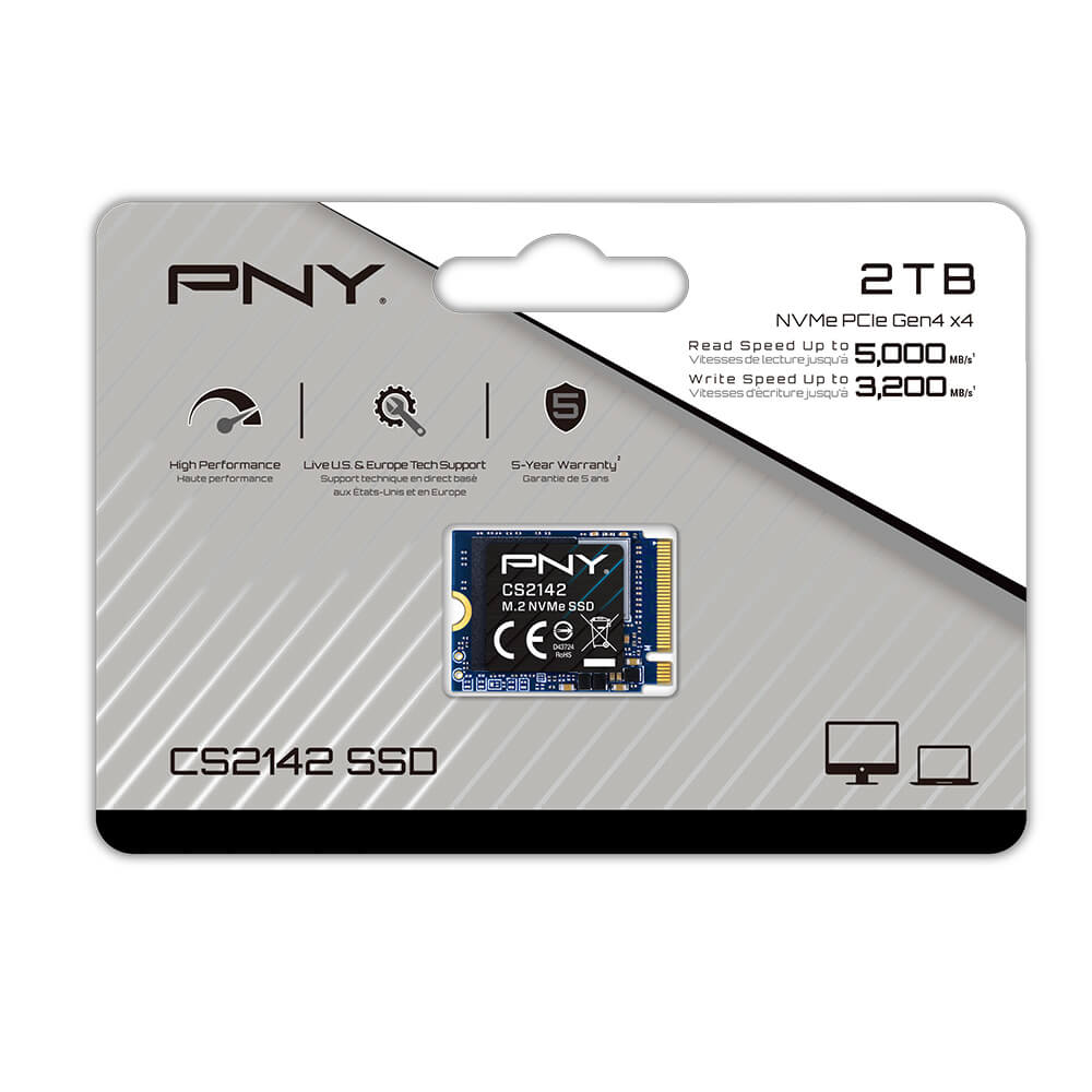 [4718006456221] 4718006456221 PNY CS2142 2TB PCIe M.2 2230 NVMe Gen4x4 SSD 5,000MB/s 3200MB/s  5yrs