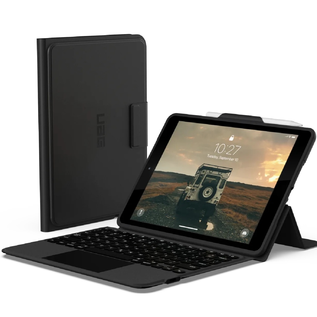 [840283911446] 840283911446 UAG Integrated Apple iPad (10.2") (9th/8th/7th Gen) Bluetooth Keyboard with Trackpad Rugged Case - Black (124413114031), 1 Year Warranty
