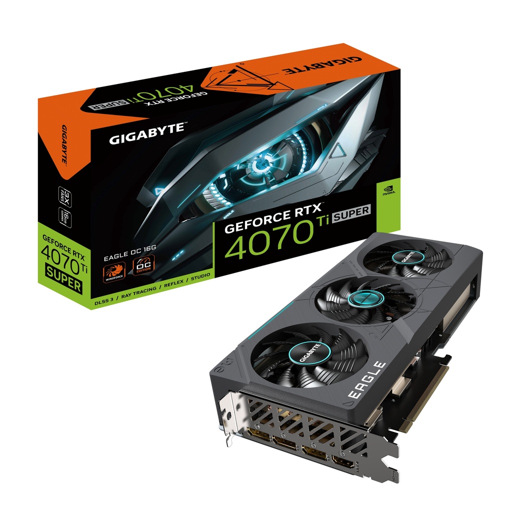 [4719331354114] 4719331354114 Gigabyte nVidia GeForce RTX 4070 Ti Super EAGLE OC 16GD GDDR6X Video Card, PCI-E 4.0, 2640 Core Clock, RGB Fusion 3x DP 1.4a, 1x HDMI 2.1a