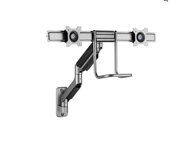 [6956745174497] Brateck Fabulous Wall Mounted  Gas Spring Dual Monitor Arm 17"-32",Weight Capacity (per screen)9kg(Black) (LS)