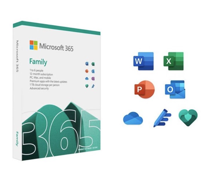 [196388208227] Microsoft 365 Family 2023 English APAC 1 Year Subscription Medialess for PC  Mac. NEW Retail Pack with Product Key