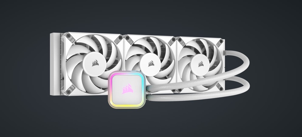 [840006600299] 840006600299 Corsair iCUE H150i ELITE RGB Liquid CPU Cooler - White - 360mm, 10.9-59.1 CFM, 5 Years Warranty, ICUE,
