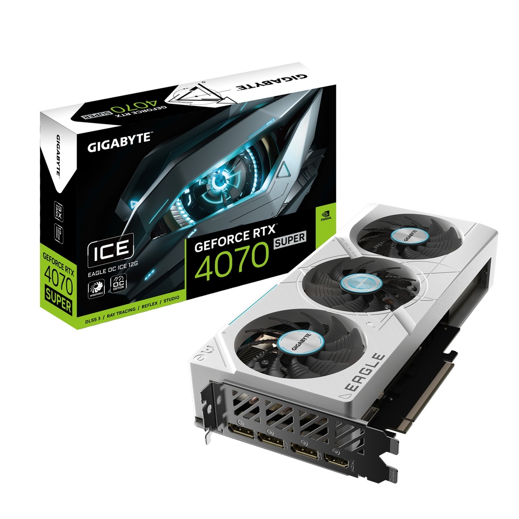 [4719331354329] 4719331354329 Gigabyte nVidia GeForce RTX 4070 Super EAGLE OC ICE 12GD GDDR6X Video Card, PCI-E 4.0,7168 CUDA Cores, RGB Fusion 3x DP 1.4a, 1x HDMI 2.1a