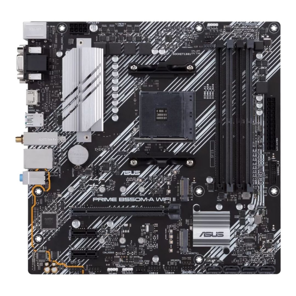 [4711081309741] ASUS AMD B550M PRIME B550M-A WIFI II (Ryzen AM4) MicroATX Motherboard, Dual M.2, PCIe 4.0, Wi-Fi 6, 1 Gb Ethernet, HDMI, DVI-D, D-Sub, SATA 6G