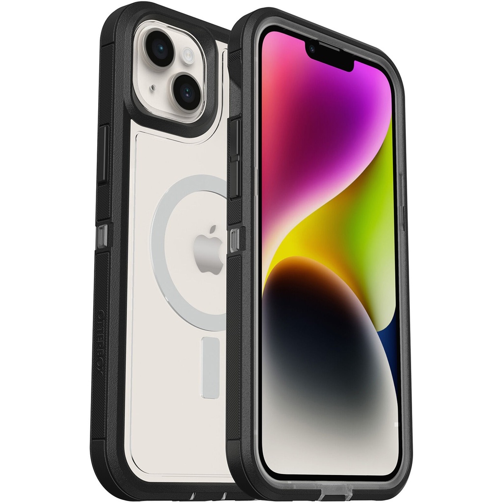 [840304700332] 840304700332 OtterBox Defender XT Clear MagSafe Apple iPhone 14 Plus Case (Clear/Black) - (77-90064), DROP+ 5X Military Standard, Rugged, 7 Years Warranty