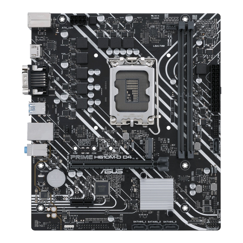 [4711081540519] 4711081540519 ASUS H610M PRIME H610M-D D4-CSM Intel LGA 1700 mATX Motherboard 2xDDR4 64GB, PCIe4.0, M.2, 1Gb Ethernet, HDMI, D-SUB, USB3.2 Gen1, SATA 6Gbps,