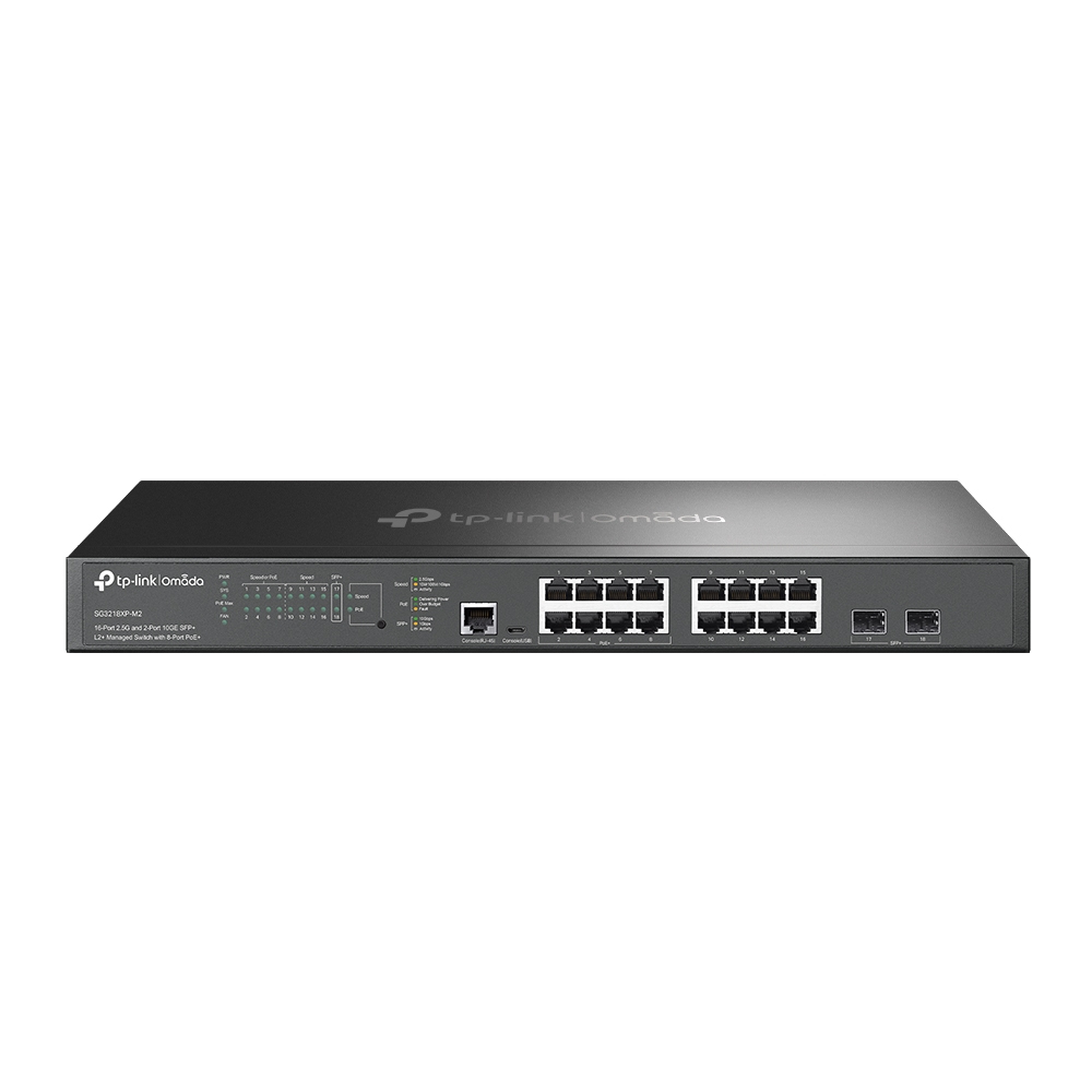 [4897098689721] 4897098689721 TP-Link SG3218XP-M2, Omada 16-Port 2.5G and 2-Port 10GE SFP+ L2+ Managed Switch with 8-Port PoE+,  Integration with Omada SDN Controller,Static Routin