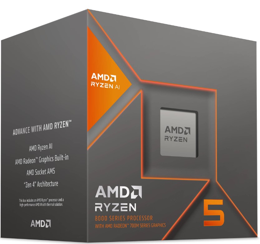 [730143316163] AMD Ryzen 5 8600G 6Cores/12Threads, 65 watts, Max Freq 5.050Ghz, 24MB Cache, Wraith Stealth  Cooler, Radeon™ Graphics