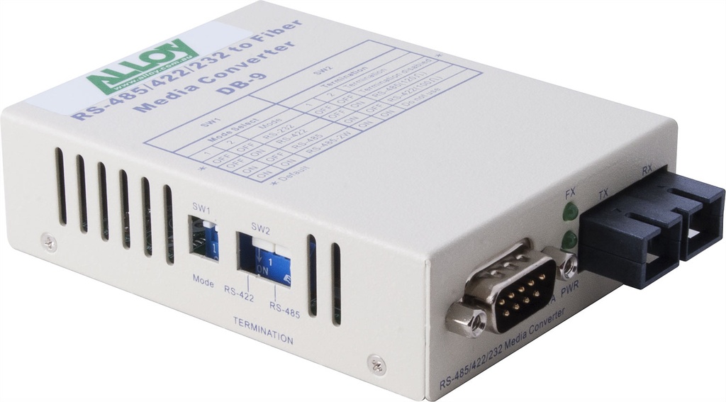 [NHA-SCR460SC-1] Alloy SCR460SC-1 RS-232/422/485 Serial DB-9 to Multimode Fibre Converter. Max. range 2Km