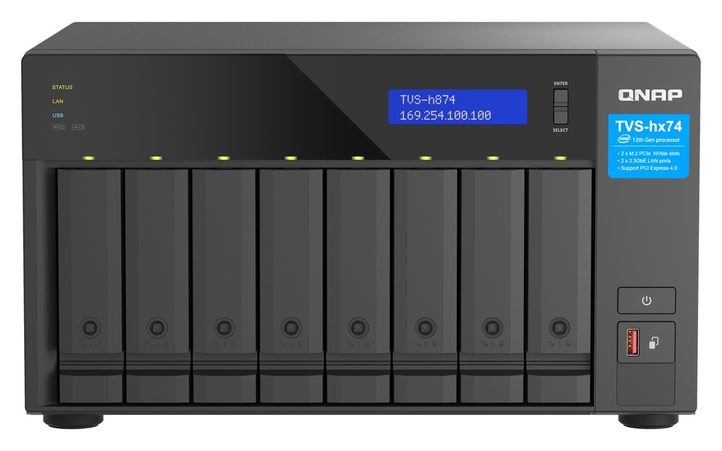[4711103082362] 4711103082362 QNAP TVS-h874-i5-32G 8-bay QuTS hero NAS, Intel i5 -3 (2 x USB-A + 1 x USB-C) -3 Years Warranty